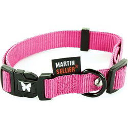 MARTIN SELLIER HALSBAND NYLON ROZE VERSTELBAAR 20 MMX40-55 CM