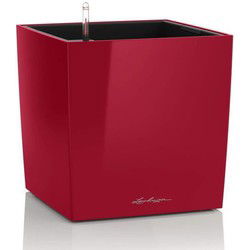 LECHUZA Cube Premium 40 bloempot - complete set, glanzend scharlakenrood