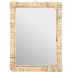 Spiegel/wandspiegel rechthoek 60 x 40 cm rotan beige - Spiegels