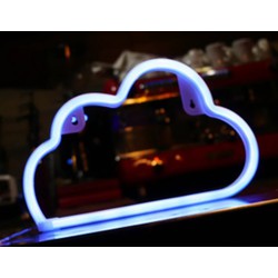 Groenovatie LED Neon Wandlamp "Wolk", Op Batterijen en USB, 30x19x2cm, Blauw