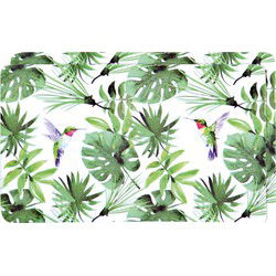 Kesper Ontbijtbordjes/broodplankje - 2x - tropische print - 14 x 24 cm - Placemats