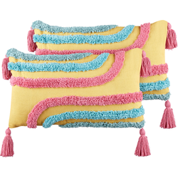 DOLICHOS - Sierkussen set van 2 - Meerkleurig - 30 x 50 cm - Katoen