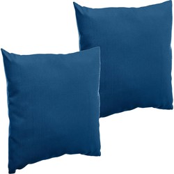 Set van 4x stuks bank/sier/tuin kussens voor binnen en buiten in de kleur Indigo blauw 40 x 40 x 10 - tuinstoelkussens