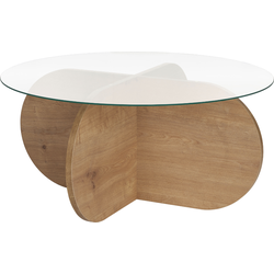 Salontafel met gekruiste poten en blad van gehard glas Ø75 cm - AERIS