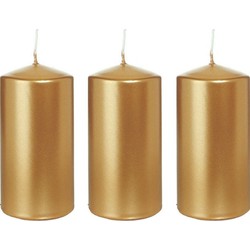 3x Kaarsen goud 6 x 12 cm 40 branduren sfeerkaarsen - Stompkaarsen