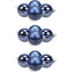 16x stuks glazen kerstballen blauw (basic) 10 cm mat/glans - Kerstbal