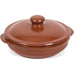 4x Terracotta stoofpotten/ovenschalen met deksel 13 cm - Braadpannen