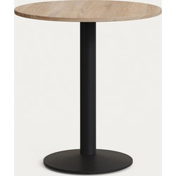Kave Home - Ronde Esilda-tafel van natuurlijke melamine en zwart gelakte metalen poot Ø 70 x 70 cm