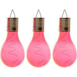 3x Buitenlampen/tuinlampen lampbolletjes/peertjes 14 cm rood - Buitenverlichting