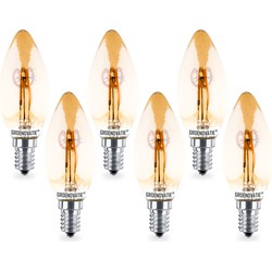 Groenovatie E14 LED Filament Kaarslamp Goud 4W Spiral Extra Warm Wit Dimbaar 6-Pack