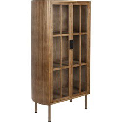 Kabinetkast Bruin Rubberhout - 2 Deurs - 80x38x140cm - Yaz