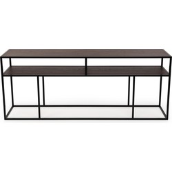 Stalux Side-table 'Teun' 200cm, kleur zwart / bruin hout