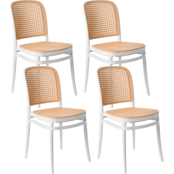 PLOSE - Eetkamerstoel set van 4 - Beige/Wit- Polypropyleen