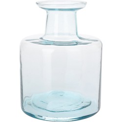 H&S Collection Fles Bloemenvaas Umbrie - Gerecycled glas - transparant - D15 x H21 cm - Vazen