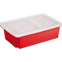 Sunware opslagbox kunststof 30 liter rood 59 x 39 x 17 cm met deksel - Opbergbox