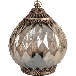 Clayre & Eef LED Lantaarn Koperkleurig Glas