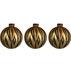 6x Glazen kerstballen mat tijgerprint 8 cm kerstboom versiering/decoratie - Kerstbal