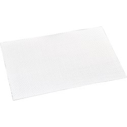 4x Rechthoekige onderleggers/placemats voor borden wit geweven print 29 x 43 cm - Placemats