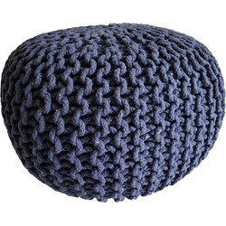 SVJ Poef Rond - 45 x 45 x 30 cm - Katoen - Blauw