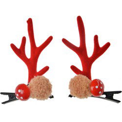 Clayre & Eef Haarspeld Set van 2 Rood Synthetisch Gewei