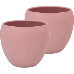 DK Design bloempot/plantenpot - 2x - Vinci - lichtroze mat - voor kamerplant - D19 x H22 cm - Plantenpotten