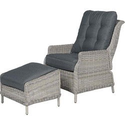 Veracruz relaxfauteuil met voetenbank - vintage willow - reflex black
