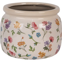 Clayre & Eef Bloempot Ø 20x15 cm Beige Keramiek Bloemen