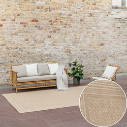Jute buitenkleed Naturel Visgraat Border Beige - Polypropyleen