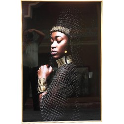 PTMD Schilderij Etnische Vrouw - 80x3x120 cm - Glas - Zwart
