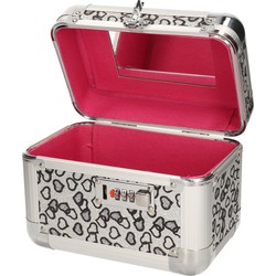 Aluminium sieradenkist/make up koffertje grijs 21 x 14 x 21 cm - Make-up dozen