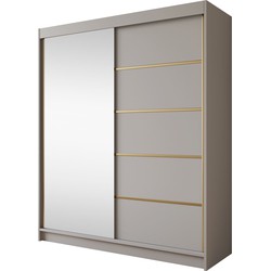 Meubella - Kledingkast Eagle - Beige - 180 cm - Met spiegel