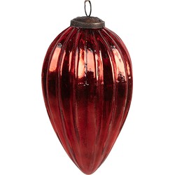 Clayre & Eef Kerstbal Ø 7x11 cm Rood Glas Kerstboomversiering