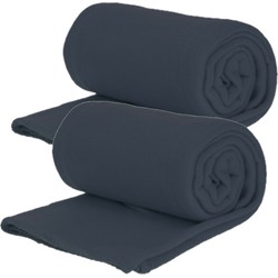 Fleece dekens/plaids - 2x - navy blauw - 125 x 150 cm - Plaids