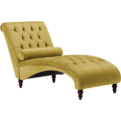 Beliani MURET - Chaise longue-Geel-Fluweel