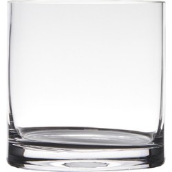 Transparante home-basics cilinder vorm vaas/vazen van glas 15 x 15 cm - Vazen