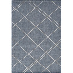 Vercai Rugs Terrace Collectie - Laagpolig Vloerkleed - Tapijt voor Binnen en Buiten - Polypropyleen - Blauw / Ivoor - 80x150 cm