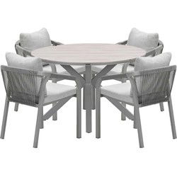 Garden Impressions Tarera tuinset 5-delig dakar sand - Tulli tuintafel Ø122x75 cm - light teak vironwood