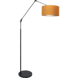 Verstelbare staande booglamp met okergele kap Steinhauer Prestige Chic Grijs