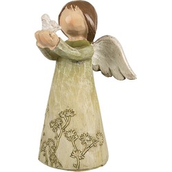 Clayre & Eef Decoratie Beeld Engel 12 cm Groen Polyresin Kerstdecoratie