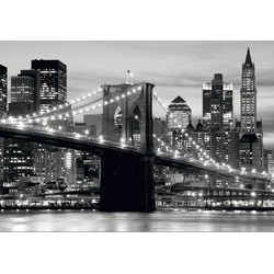 Sanders & Sanders fotobehang Brooklyn Bridge New york zwart en grijs - 360 x 254 cm - 600376