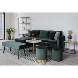 Salontafel MDF Wit/Goud Ø70cm - Marmerlook - Tafel Bolzano