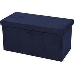 Hocker bank - poef XXL - opbergbox - donkerblauw - polyester/mdf - 76 x 38 x 38 cm - Poefs