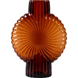 PTMD Zugar Brown solid glass vase ribbed round M