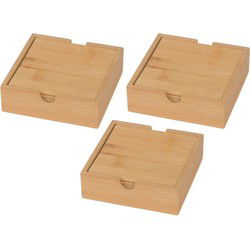 Bamboe houten glazen onderzetters - 12x stuks - vierkant - 10x10 cm - Glazenonderzetters