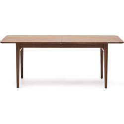 Kave Home - Uitschuifbare tafel Elan van notenfineer en massief notenhout 200 (260) x 100 cm FSC Mix C