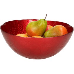 Decoratie schaal/fruitschaal van glas rood rond D28 x H11,5 cm - Schalen