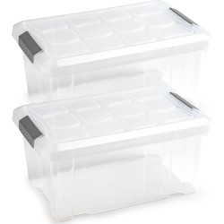 6x Opslagbakken/organizers met deksel 5 liter 29 cm transparant - Opbergbox