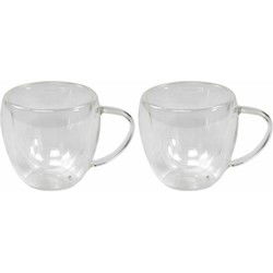 Dubbelwandige koffieglazen - 2x stuks - theeglazen - 240 ml - glas - Koffie- en theeglazen
