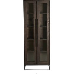 Light&living Kast 75x40x200 cm LILIAN hout donker bruin+glas