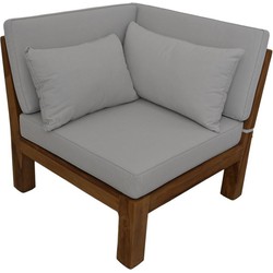 HSM Collection-Tuin Loungehoek Aruba + Kussen-84x84x64-Naturel/Wit-Teak/Stof